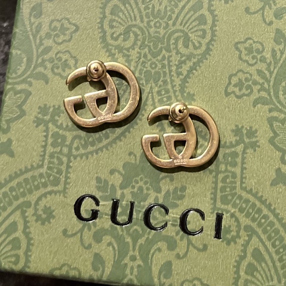 Authentic Gucci Gold/Bronze Toned Stud Earrings with Box & Dust Cloth - Picture 4 of 4